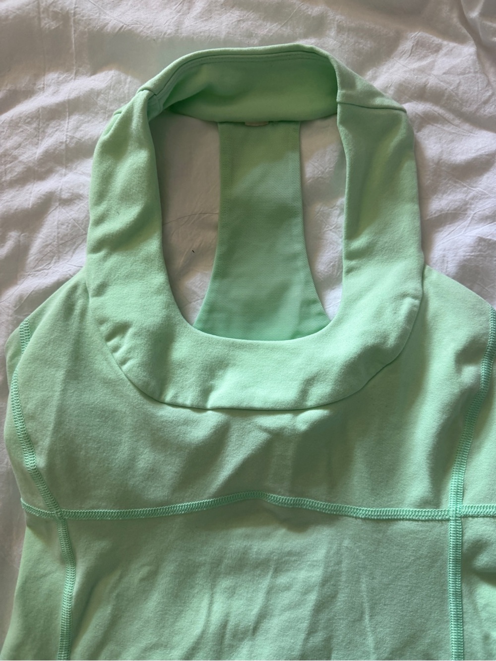 Lululemon scoop neck tank top mint green racerback shelf bra workout teal Luon - Picture 3 of 6